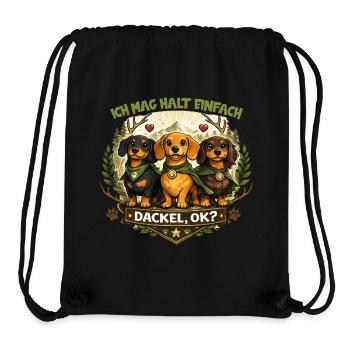 Dackel Natur Wappen Motiv mit Herz und Spruch - Stanley/Stella recycelter Gym Bag - Schwarz - Vorne