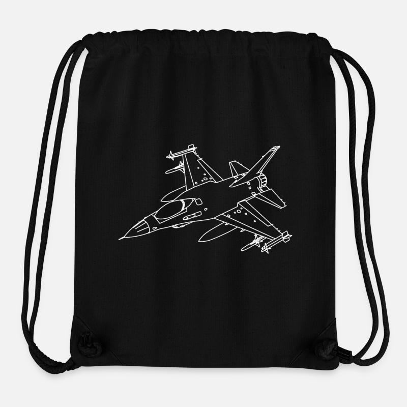 F-16 Viper / Chasseur à réaction Fighting Falcon / F16 - Sac à cordon recyclé Stanley/Stella - noir