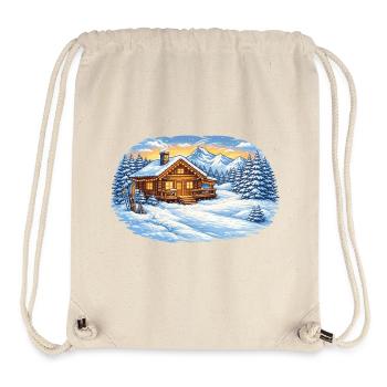 Winterliche Skihütte in den Bergen – Alpenidylle - Stanley/Stella recycelter Gym Bag - Naturweiß - Vorne