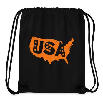 Carte orange des États-Unis avec étoiles - Sac à cordon recyclé Stanley/Stella - noir - Devant