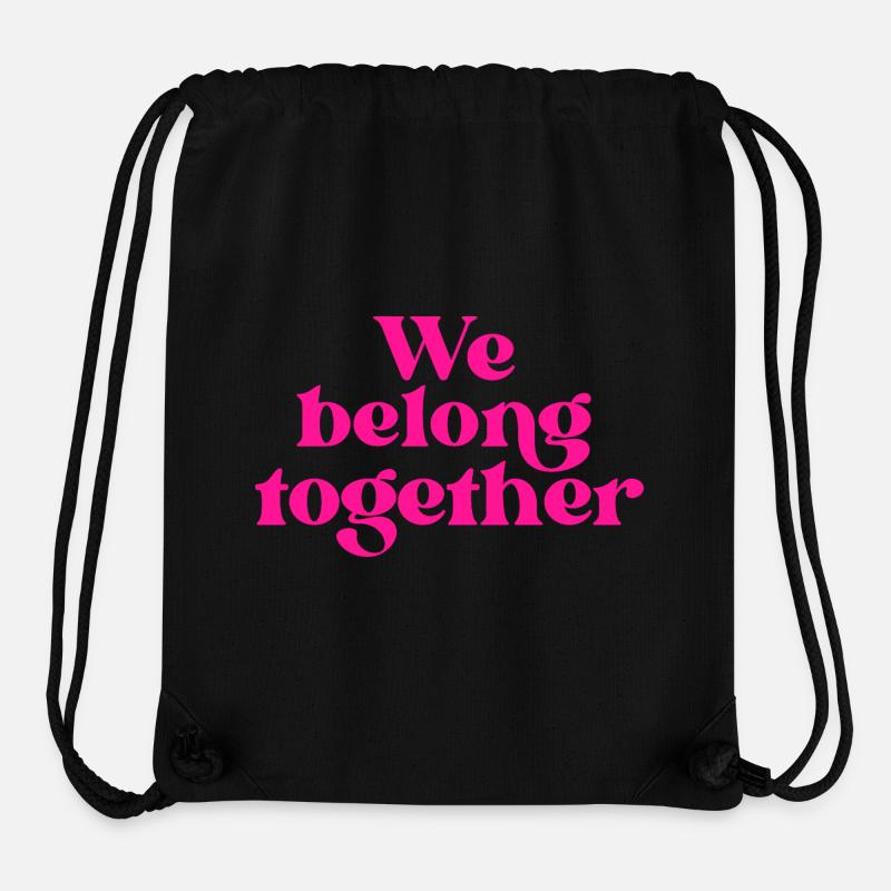 Nous sommes faits pour être ensemble Magenta Typographe - Sac à cordon recyclé Stanley/Stella - noir