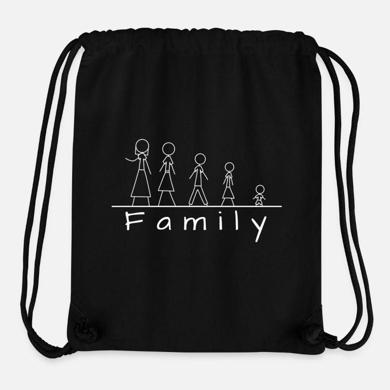 Famille de figurines en bâton - Sac à cordon recyclé Stanley/Stella - noir