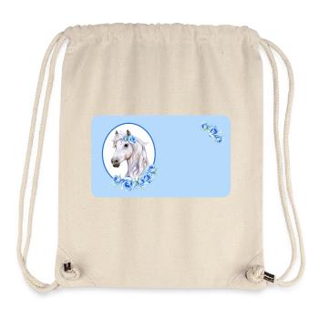 Cheval blanc - Roses bleu clair | Personnalisable - Sac à cordon recyclé Stanley/Stella - blanc naturel - Devant