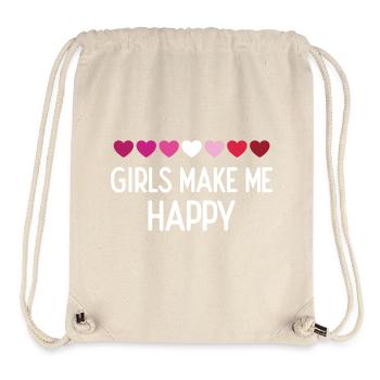 Mois de la fierté LGBTQ - Les filles me rendent heureuse - Sac à cordon recyclé Stanley/Stella - blanc naturel - Devant