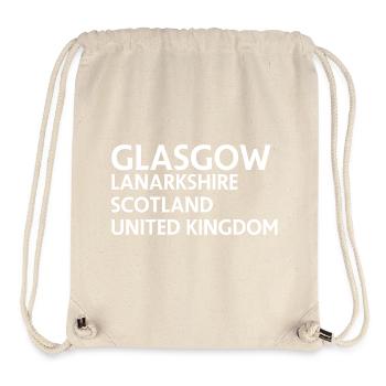 Glasgow – Scotland Textdesign - Sac à cordon recyclé Stanley/Stella - blanc naturel - Devant