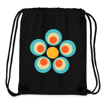 des années 70 motif de fleur - Sac à cordon recyclé Stanley/Stella - noir - Devant
