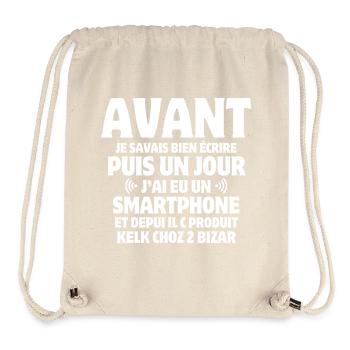 téléphone, sms, téléphone portable - Sac à cordon recyclé Stanley/Stella - blanc naturel - Devant
