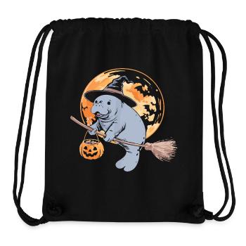 Whimsical Hippo Witch Halloween Design - Stanley/Stella Recycled Gym Bag - black - Front