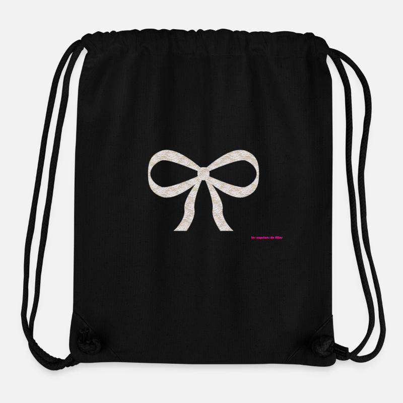 Noeud Dentelle Blanche Romantique - Sac à cordon recyclé Stanley/Stella - noir