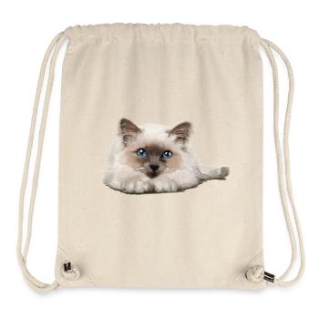 Chat aux yeux bleus au repos - Sac à cordon recyclé Stanley/Stella - blanc naturel - Devant