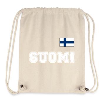 FINNLAND - SUOMI Trikot Look - Flagge auf Brust - Stanley/Stella recycelter Gym Bag - Naturweiß - Vorne