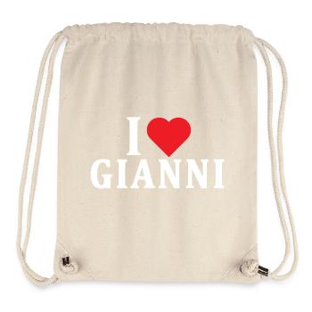 T-Shirt I love Gianni T-Shirt Geschenkidee - Stanley/Stella recycelter Gym Bag - Naturweiß - Vorne