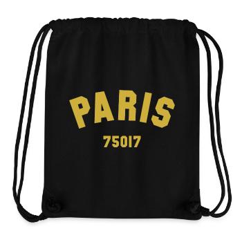 17e arrondissement de PARIS - Sac à cordon recyclé Stanley/Stella - noir - Devant