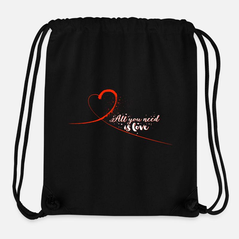 Love_Heart_Brush_Script_Illustration - Sac à cordon recyclé Stanley/Stella - noir