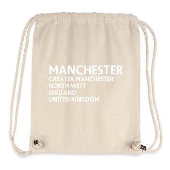 Typografisches Raster der Stadtnamen von Manchester City - Stanley/Stella recycelter Gym Bag - Naturweiß - Vorne