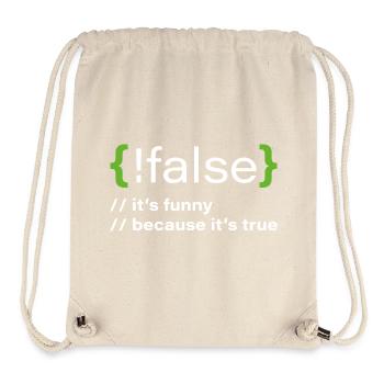 false – Funny programmer saying - Stanley/Stella Recycled Gym Bag - natural - Front