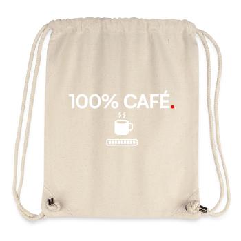 100% CAFÉ | Humour café - Sac à cordon recyclé Stanley/Stella - blanc naturel - Devant