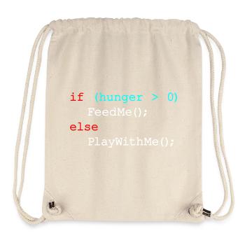 Si la faim me nourrit d’autre, joue avec moi - JavaScript - Sac à cordon recyclé Stanley/Stella - blanc naturel - Devant