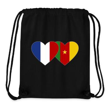 France Drapeau Cameroun Cœur - Sac à cordon recyclé Stanley/Stella - noir - Devant