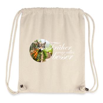 Dog Wolf with Carrots Saying Design Funny Down - Stanley/Stella Recycled Gym Bag - natural - Front
