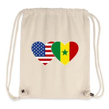 USA Senegal  Flagge Herz - Stanley/Stella recycelter Gym Bag - Naturweiß - Vorne