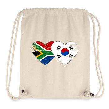 Afrique du Sud Drapeau de la Corée du Sud Coeur - Sac à cordon recyclé Stanley/Stella - blanc naturel - Devant