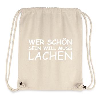 Nice saying: If you want to be beautiful, you have to laugh! - Stanley/Stella Recycled Gym Bag - natural - Front