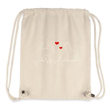 Chats, battement de cœur, cadeau pour l’amoureux des chats - Sac à cordon recyclé Stanley/Stella - blanc naturel - Devant