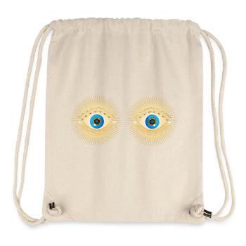 Yeux dorés avec des pupilles bleu vif - Sac à cordon recyclé Stanley/Stella - blanc naturel - Devant
