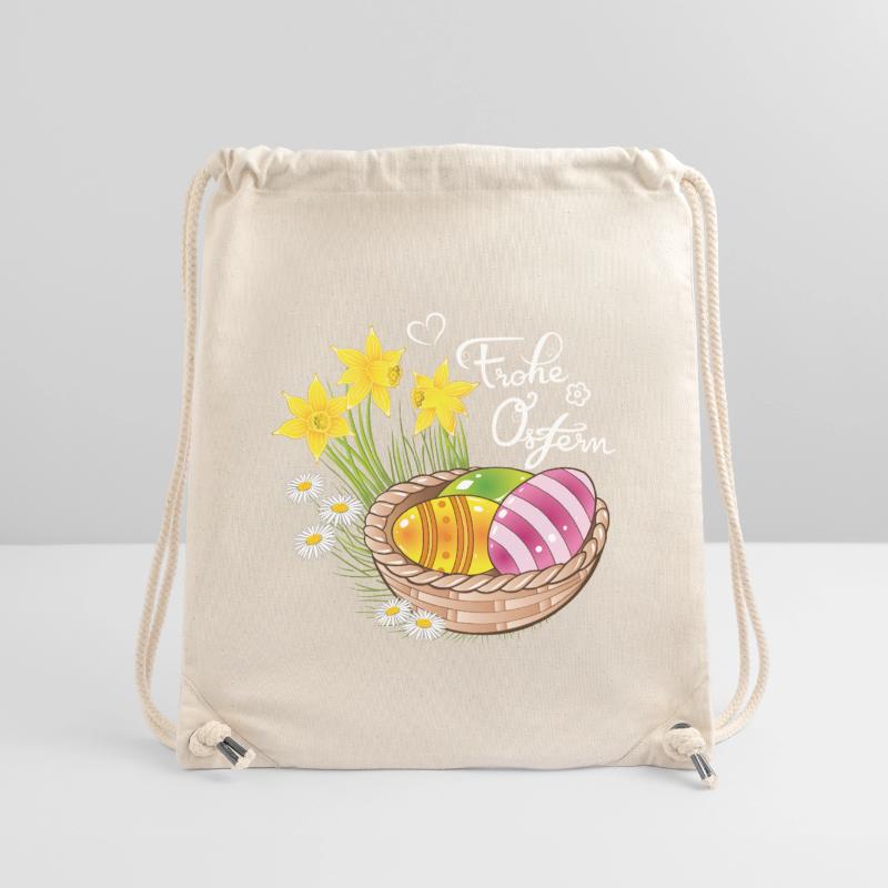 Happy Easter Easter basket Easter eggs Easter flowers eggs Stanley/Stella Recycled Gym Bag