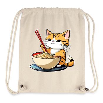 Niedliche Katze mit Ramen Nudeln - Stanley/Stella recycelter Gym Bag - Naturweiß - Vorne