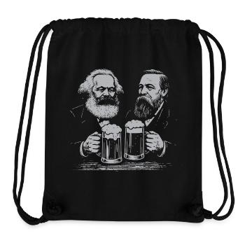 Karl Marx et Engels buvant de la bière - Sac à cordon recyclé Stanley/Stella - noir - Devant