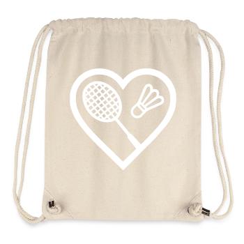 Herz + Badminton – Badminton Liebhaber - Stanley/Stella recycelter Gym Bag - Naturweiß - Vorne