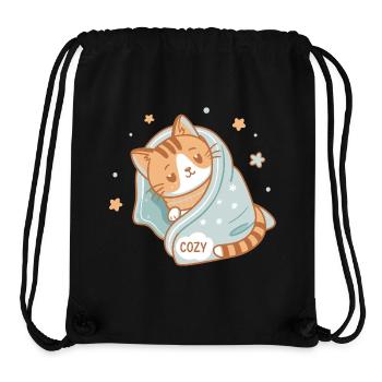 Chat douillet sous couverture étoilée Cozy - Sac à cordon recyclé Stanley/Stella - noir - Devant