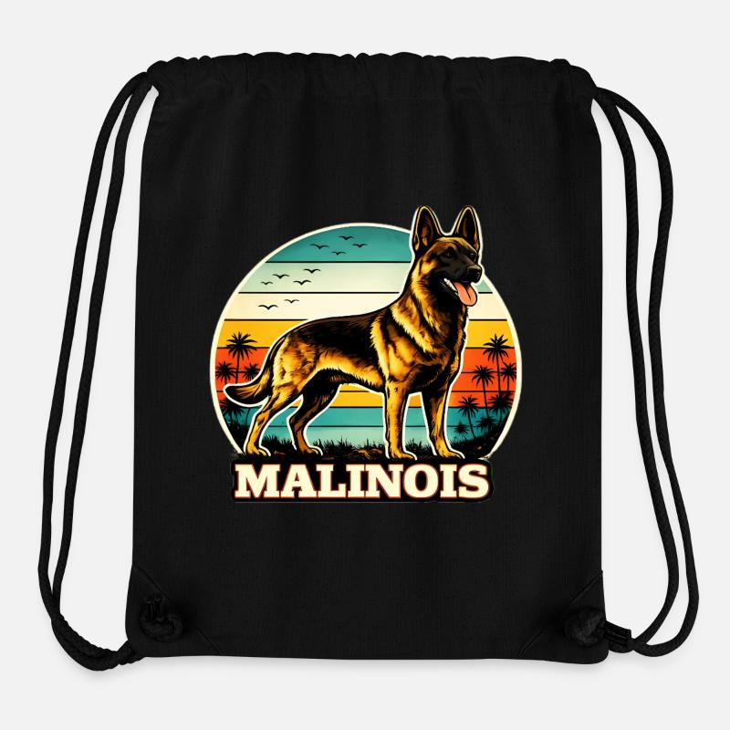 Berger belge Malinois Rétro - Sac à cordon recyclé Stanley/Stella - noir