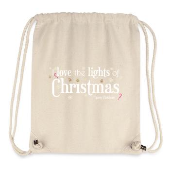 I Love Christmas Lights, English - Stanley/Stella Recycled Gym Bag - natural - Front
