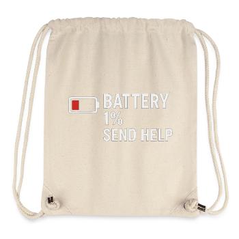 Batterie 1 % - Envoyer de l’aide | Grognement matinal - Sac à cordon recyclé Stanley/Stella - blanc naturel - Devant