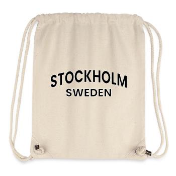 Conception de texte Stockholm – Suède - Sac à cordon recyclé Stanley/Stella - blanc naturel - Devant