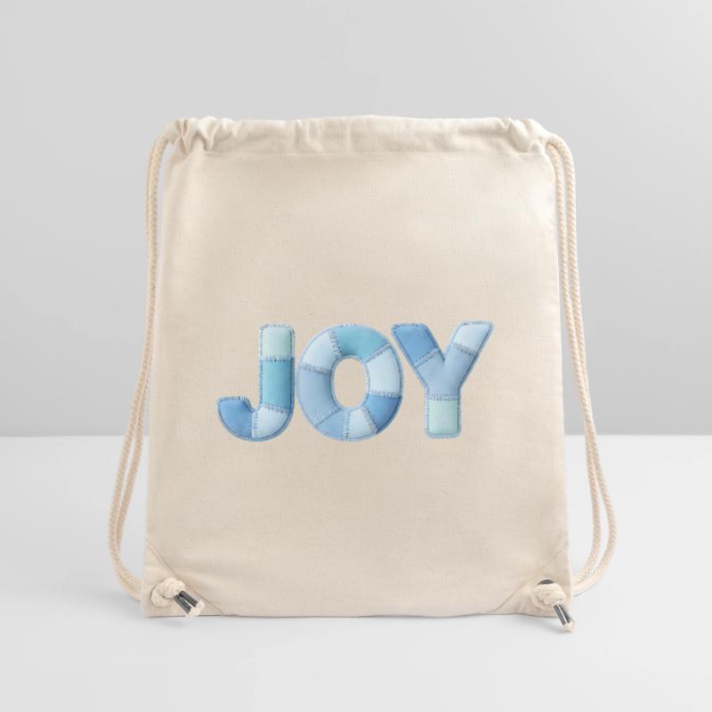 Blue Patchwork Joy Lettering Stanley/Stella Recycled Gym Bag