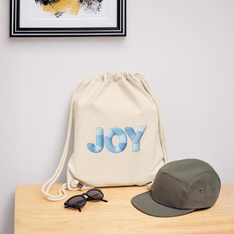 Blue Patchwork Joy Lettering Stanley/Stella Recycled Gym Bag