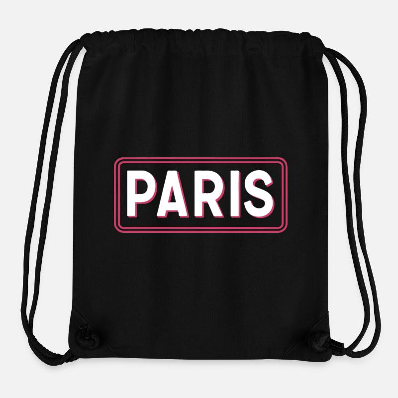 Paris Neon Sign Pink Frame - Stanley/Stella Recycled Gym Bag - black