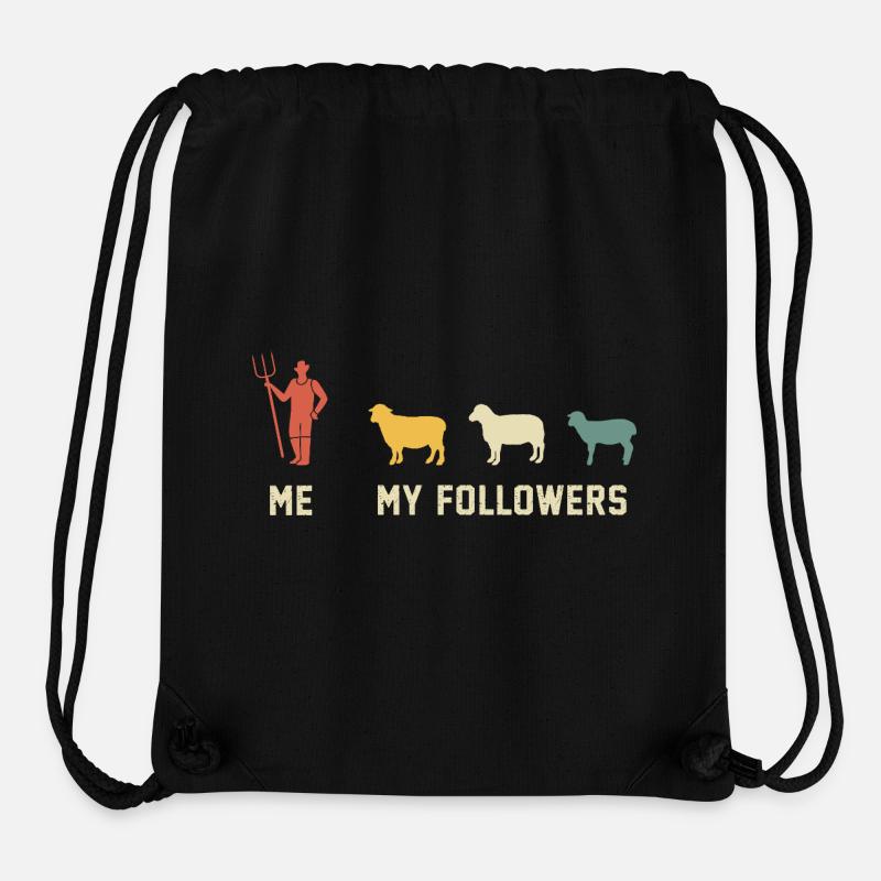 Moutons moi et mes partisans, cadeau pour l’amoureux des moutons - Sac à cordon recyclé Stanley/Stella - noir