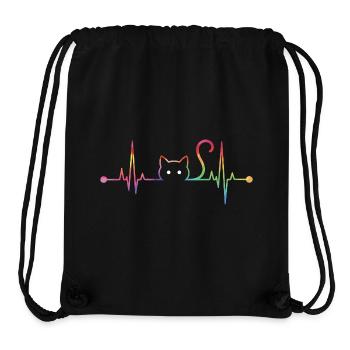 Colorful Cat Heartbeat ECG - Artistic Cat Lifeline - Stanley/Stella Recycled Gym Bag - black - Front