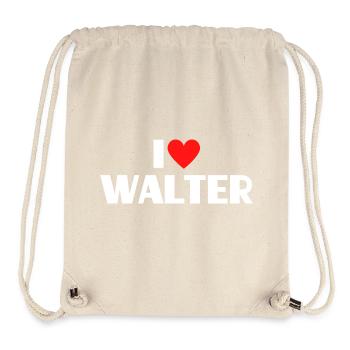 J'adore Walter Red Heart, fan du nom romantique - Sac à cordon recyclé Stanley/Stella - blanc naturel - Devant
