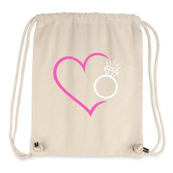 Herz mit Diamantring Ehering Ring Hochzeit Braut - Stanley/Stella recycelter Gym Bag - Naturweiß - Vorne