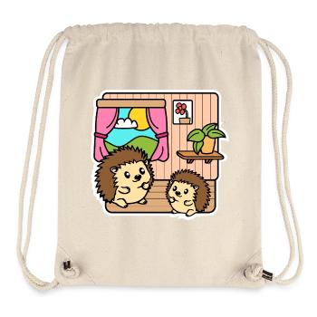 Cute little hedgehogs in their cute hedgehog apartment - Stanley/Stella Recycled Gym Bag - natural - Front