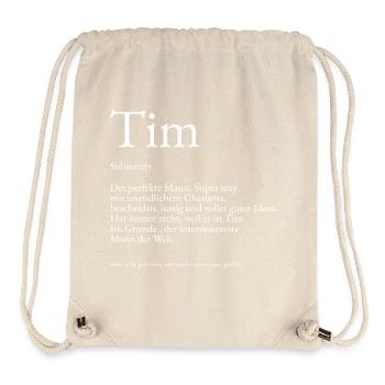 Explication du dictionnaire Tim Prénom Tim - Sac à cordon recyclé Stanley/Stella - blanc naturel - Devant