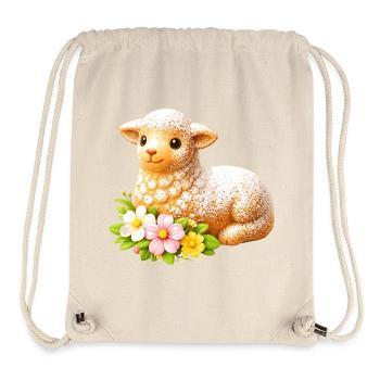 Motif traditionnel de l’agneau de Pâques avec sucre glace - Sac à cordon recyclé Stanley/Stella - blanc naturel - Devant