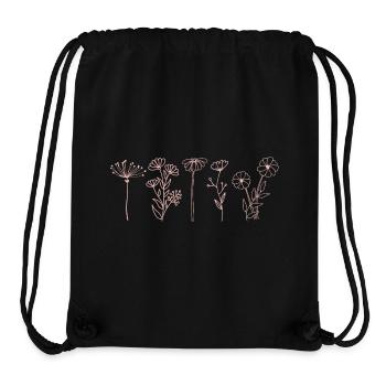 Fleurs sauvages minimalistes, art floral bohème - Sac à cordon recyclé Stanley/Stella - noir - Devant