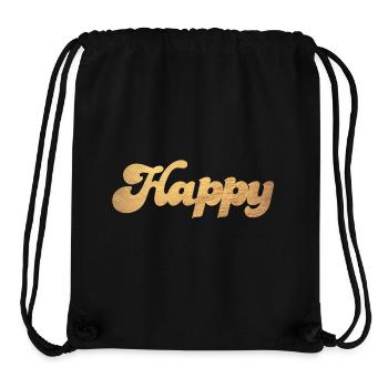 Happy Gold Squiggles Cursive Happiness Quotes - Stanley/Stella Recycled Gym Bag - black - Front
